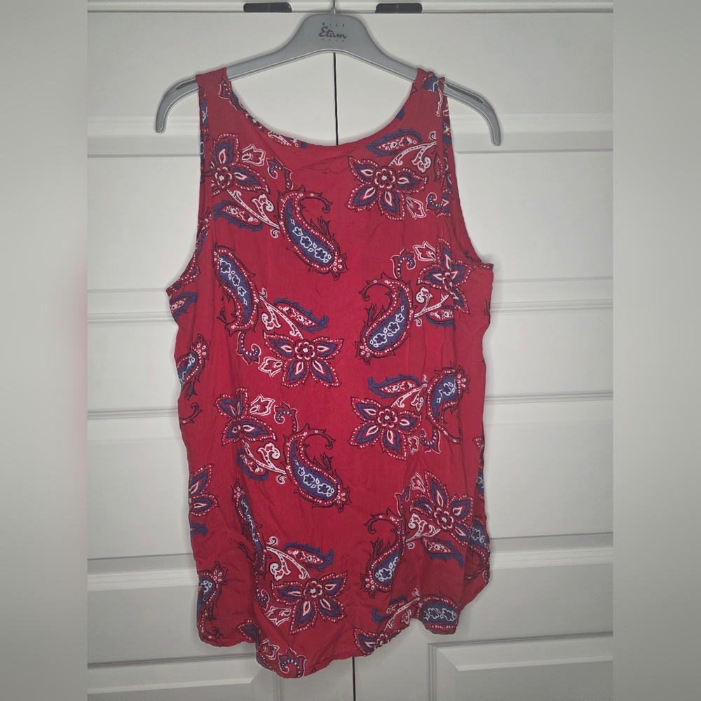 Faded Glory XL (16-18) Womens Red Paisley Tank Top V Neck - Picture 2 of 10